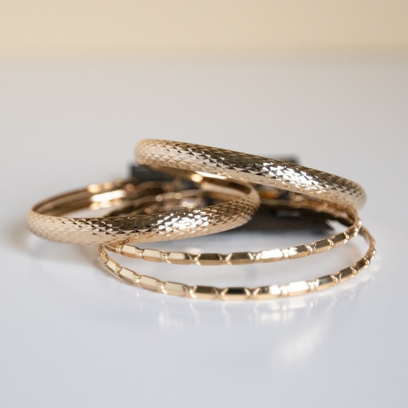 Textured Hoop Gold Earrings (2 Pairs) - Picture 2 of 5